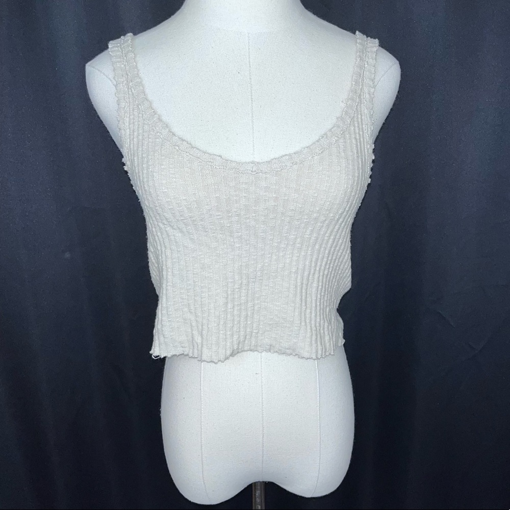 URBAN OUTFITTERS Light Tan Ribbed Tank Crop Top Medium